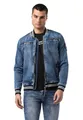 Cipo & Baxx Herren Jeansjacke CJ310 Blau – Stylische Denim Jacke im Bomber Design mit Reißverschluss & Rippbündchen – Modische Übergangsjacke für Alltag, Freizeit & Party – CJ310 Blau S