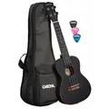 Cascha Premium Mahagoni Konzert Linkshänder Ukulele Set Schwarz