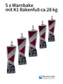 BIGPACK 5 x Leitbaken-Set K1-Fuß doppelseitige Warnbake 2-seitig,25 x 120 cm