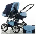 dein_babyladen Kombi-Kinderwagen Flash 2 in 1 inkl. Sportsitz und umfangreichem Zubehör in Marine-Hellblau