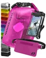 Nordlight wasserdichte Tasche 3er Set (Pink) - Dry Bag 5l + wasserdichte Handyhülle + wasserdichte Hüfttasche | IPX8 Schutz | Mit Verstellbaren Gurten Für Strand, Stand Up Paddling