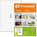 Printation Folienetiketten 210 x 297 mm klar transparent auf DIN A4 Bogen - 1 Etikett glasklar/durchsichtig pro A4 Blatt / 25 Blatt - 25 Aufkleber transparent bedruckbar selbstklebend f. Laser Drucker