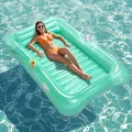 HeySplash Aufblasbar Pool Luftmatratze, Groß Pool Wasserhängematte Boot Erwachsene mit Becherhalter & Abnehmbar Kissen, Solarium Pool Loungesessel Float für See Fluss Sommer, Kristallklar Grün