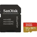 SanDisk Extreme® Action Cam microSDXC-Karte 64 GB Class 10, UHS-I, Class 3 UHS-I , v30 Video Speed Class A2-Leistungsstandard, inkl. SD-Adapter