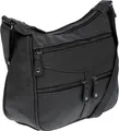 Christian Wippermann Damen Tasche Schultertasche Umhängetasche Crossover Bag Leder Optik Handtasche Schwarz