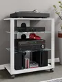 VCM Hifi Holz Möbel | Rack Schrank Phono Regal mit Rollen | 2 Glasböden | Maße: H. 70 x B. 60 x T. 41 cm  | Phono Mediaregal - Folas