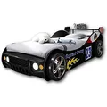 ENERGY Autobett mit LED-Beleuchtung 90 x 200 cm - Aufregendes Auto Kinderbett für kleine Rennfahrer in Schwarz - 105 x 60 x 225 cm (B/H/T)