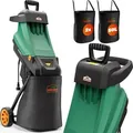 GARDEBRUK® Gartenhäcksler 2400 W max. 45 mm Aststärke Elektrisch 2x 50 L Auffangbeutel Messerhäcksler Häcksler Schredder
