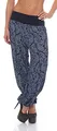 Malito - Damen Haremshose mit Orient Print - Pumphose aus Baumwolle - Stoffhose zum Tanzen, Chillen & Yoga - Aladinhose 8580 (dunkelblau)