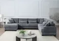 Wohnlandschaft "Miron, U-Form, Breite: 332cm", grau, B:332cm H:81cm T:241cm, ATLANTIC HOME COLLECTION, Sofas, Wohnlandschaft, weicher XXL-Cordbezug, inklusive 6 Zierkissen