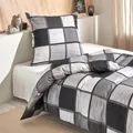 Traumschlaf Mako-Satin Bettwäschegarnitur Verso grau Kissenbezug einzeln 40x80 cm