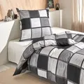 Traumschlaf Mako-Satin Bettwäschegarnitur Verso grau Kissenbezug einzeln 40x80 cm - schwarz;weiß;grau