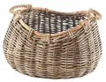 Kobolo Aufbewahrungskorb Flechtkorb aus Rattan kubu Grey - mit Seilgriff - grau - oval