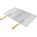 ECD Germany Grillrost Grill aus Edelstahl mit abnehmbaren Griffen robust & rostfrei für BBQ, Grillplatte 67x40cm Rechteckig mit Handgriffen witterungsbeständig silberfarben Rechteckig | 40 cm x 67 cm