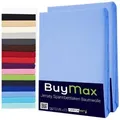 Buymax Spannbettlaken 2-er Set, Doppelpack, Bettlaken, Jersey 100% Baumwolle, Gummizug: rundum, (2 Stück), Pflegeleicht und Atmungsaktiv in Verschiedenen Farben und Größen blau 80 cm x 200 cm