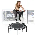 SportPlus Fitness Trampolin Indoor für Zuhause, Trampolin mit Haltestange höhenverstellbar, Gummiseilfederung, Workout & Cardiotraining, Premium-Qualität Designed in Germany 130kg