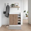 Sideboard mit 8 Regalfächern Weiß-Artisaneiche