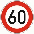 Verkehrszeichen 274-60 Ronde 600 mm, 60 km/h, RAL-Gütezeichen Folie RA1