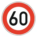 Adco Verkehrszeichen 274-60 Ronde 600 mm 60 km/h RAL-Gütezeichen Folie RA1