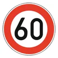Adco Verkehrszeichen 274-60 Ronde 600 mm 60 km/h RAL-Gütezeichen Folie RA1