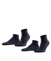 FALKE Herren Sneakersocken Happy Double Pack M Sn Baumwolle kurz einfarbig 2 Paar, Blau Dark Navy 6375, 43-46