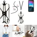 K-S-Trade 3in1 Handykette Handyband Handykordel Halsband Smartphone-Ring Handy-Ring kompatibel mit Vodafone Smart E9 Fingerhalterung Handyring - Schwarz