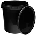 BENBOW Aufbewahrungssystem Eimer mit Deckel 30 20 10 5 3 1 0,5 L Schwarz Lebensmittelecht Eimer, Polypropylen - Lebensmittelecht, Geschmacksneutral, Auslaufsicher, (100-tlg., PZH-, BRC- und DIN-ISO-zertifiziert), für Lebensmittel, Farben, Chemikalien schwarz 30 ml | Ø 38 cm x 38 cm