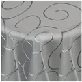 DecoHomeTextil Heimtextilmanufaktur Tischdecke Kringel Circle Tafeldecke Ornamente Damast Tischdecke grau Rund 160 cm