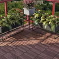 casa.pro Terrassenfliesen Alliste 10er Set Holzfliesen für Balkon 6 Lamellen 0,9 m² Outdoor Bodenbelag für Garten Klickfliesen Braun Balkonfliesen wetterfest Bodenplatten