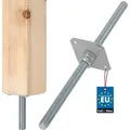 KOTARBAU® Pfostenträger 110 x 110 x 500 mm Gewinde M24 mm mit Schraube Stützenfuß Höhenverstellbar Verzinkt Bodenfuß Betonfuß Zum Einbetonieren