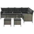 Juskys Loungegarnitur, Grau, Kunststoff, 4, Loungemöbel, Gartenlounge-Sets