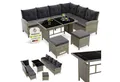 Juskys Gartenlounge-Set Manacor, (Gartenlounge), Polyrattan Gartenmöbel-Set mit Garten-Sofa, Garten-Tisch und 2 Hocker