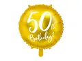 PartyDeco Folienballon 50th Birthday 45cm für Helium geeignet Luftballon Jubiläum 50. Geburtstag Gold