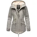 Marikoo Winterjacke Manolya stylischer Kurzmantel mit weichem Teddyfell-Futter grau S (36)