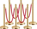 VEVOR Absperrpfosten Absperrung (6 Stk.) zur Steuerung von Menschenmengen (1,5 m lang), Absperrständer aus Edelstahl mit nachfüllbarem Sockel für Ausstellungen Golden