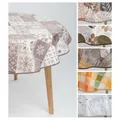laro 140cm runde Wachstuch Tischdecke abwaschbar Wachstuchtischdecke mit Saum-Eingefasst-Paspelband, Muster:Mustergeflecht Beige Braun, Größe: Rund 140cm