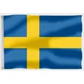 PHENO FLAGS Flagge Schweden Flagge 90 x 150 cm Schwedische Fahne Nationalflagge (Hissflagge für Fahnenmast), Inkl. 2 Messing Ösen