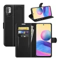 betterfon Handyhülle Kompatibel mit Xiaomi Redmi Note 10 5G | Premium Qualität TPU Klapphülle mit Kartenfächern | Magnetverschluss Handyhülle | Schwarz