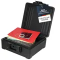 HMF Feuerfeste Dokumentenbox DIN A4 Ordner, wasserdichte Geldkassette abschließbar | 39 x 40 x 17 cm | Schwarz