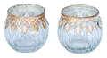 levandeo 2er Set Glas Windlichter H5cm Klar Gold Teelichthalter Kerzenhalter Tischdeko Dekoration Teelichtglas