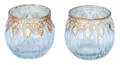 Levandeo® Teelichthalter, 2er Set Glas Windlichter H5cm Klar Gold Teelichthalter Kerzenhalter