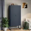 skølm Izar Metall Kommode – Wohnzimmerschrank in Anthrazit – Metallschrank mit 4 Fächern & Doppeltüren – Sideboard für Wohnzimmer – Mehrzweckschrank 80 cm breit – Highboard Industrial Style