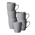 Ritzenhoff & Breker Kitwe Kaffeebecher 6er Set, 370 ml, Henkelbecher mit matter Maserung, Reaktivglasur, Steingut, Grau
