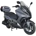 Motorroller ALPHA MOTORS "Sport Cruiser 300", grau (grau, schwarz), Motorroller & Mofas, 125 km/h, mit integr. Alarmanlage, Keyless-System, USB-Anschluss und Windschild, B:81cm H:132cm L:218cm
