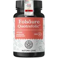 NATURE LOVE® Folsäure Quatrefolic® – 180 Tabletten – 400 μg pro Tablette – Kinderwunsch und Schwangerschaft* – hochdosiert, vegan, laborgeprüft, in Deutschland produziert