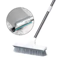 2 in 1 Bodenscheuerbürste, langem Griff Schrubber mit Wasserschieber steife B...
