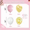 Luftballons Rosa Gold Weiß, 62 Stück 12 Zoll Rosa Latex Ballon mit Luftballons W