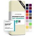 Jacobson Spannbettlaken TOPPER aus 100% Baumwolle, Jersey Bettlaken 160 g/m2, Spannbetttuch mit Gummizug, pflegeleicht & viele Farben beige 180 - 200 cm x 220 cm