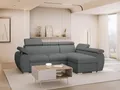 MIRJAN24 Ecksofa Boston Mini Premium Cord 2RLC, mit Bettkasten und Schlaffunktion, Verchromte Metallfüße, Einstellbare Kopfstützen