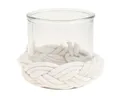 DIJK Windlicht Windlicht Glas Makramee Weiß Tischdeko Ø13cm H10cm